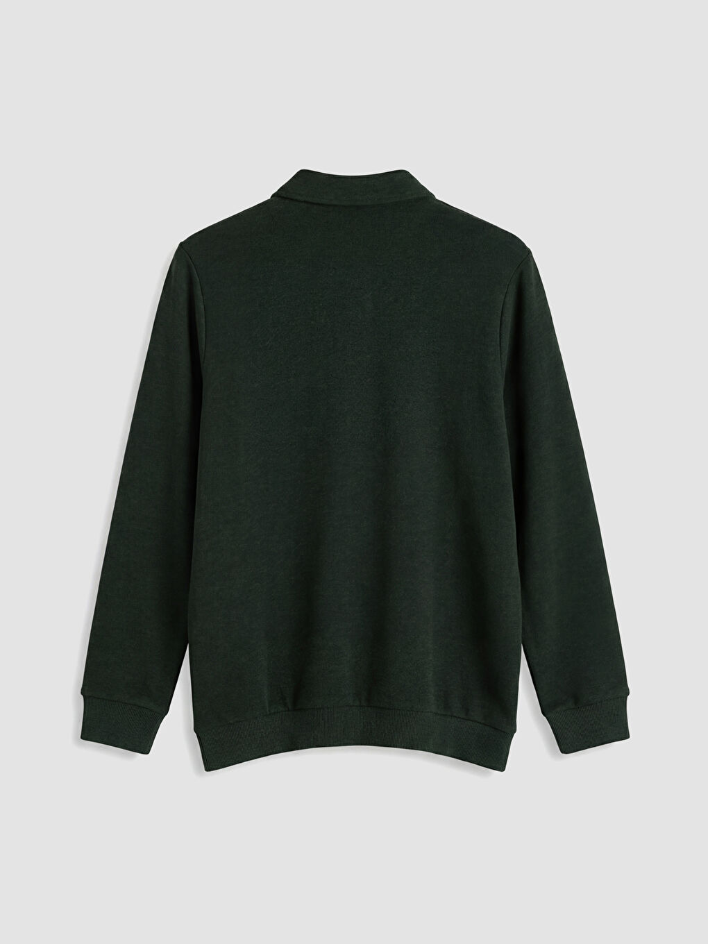 Yeşil Polo Yaka Erkek Sweatshirt-5