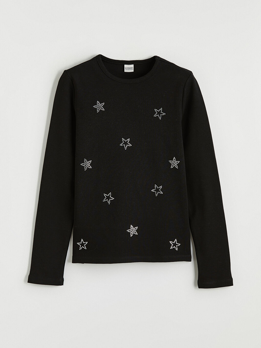 Siyah Yıldız Desenli Kız Çocuk Uzun Kollu Tişört