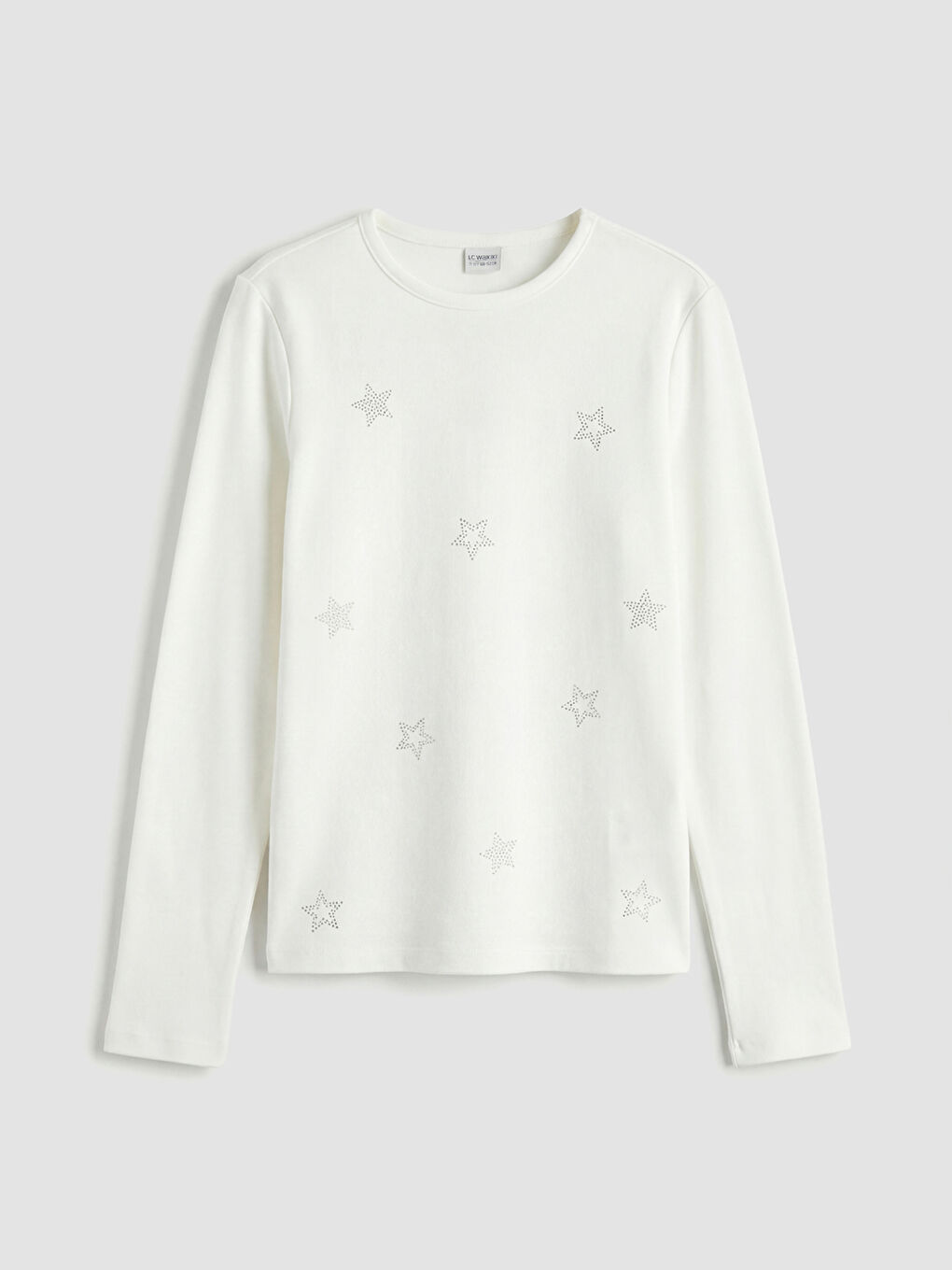 Ekru Bisiklet Yaka Baskılı Kız Çocuk Tişört