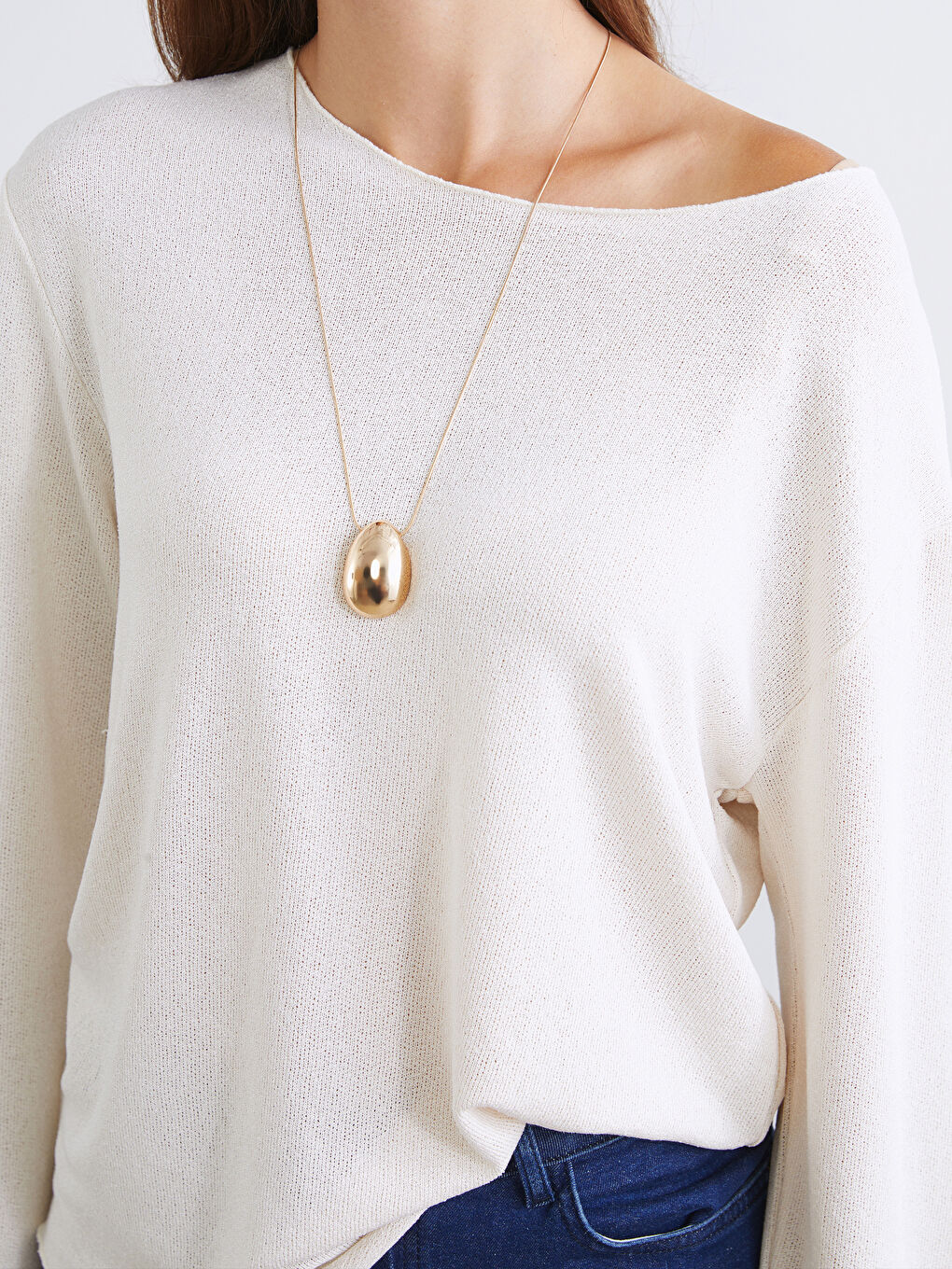 Bej Kayık Yaka Bluz-2