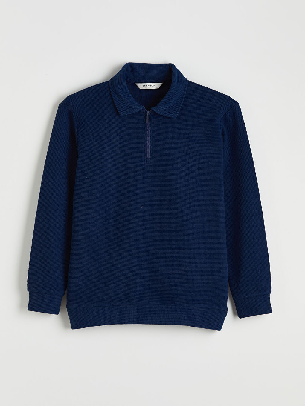 Lacivert Polo Yaka Erkek Sweatshirt-8