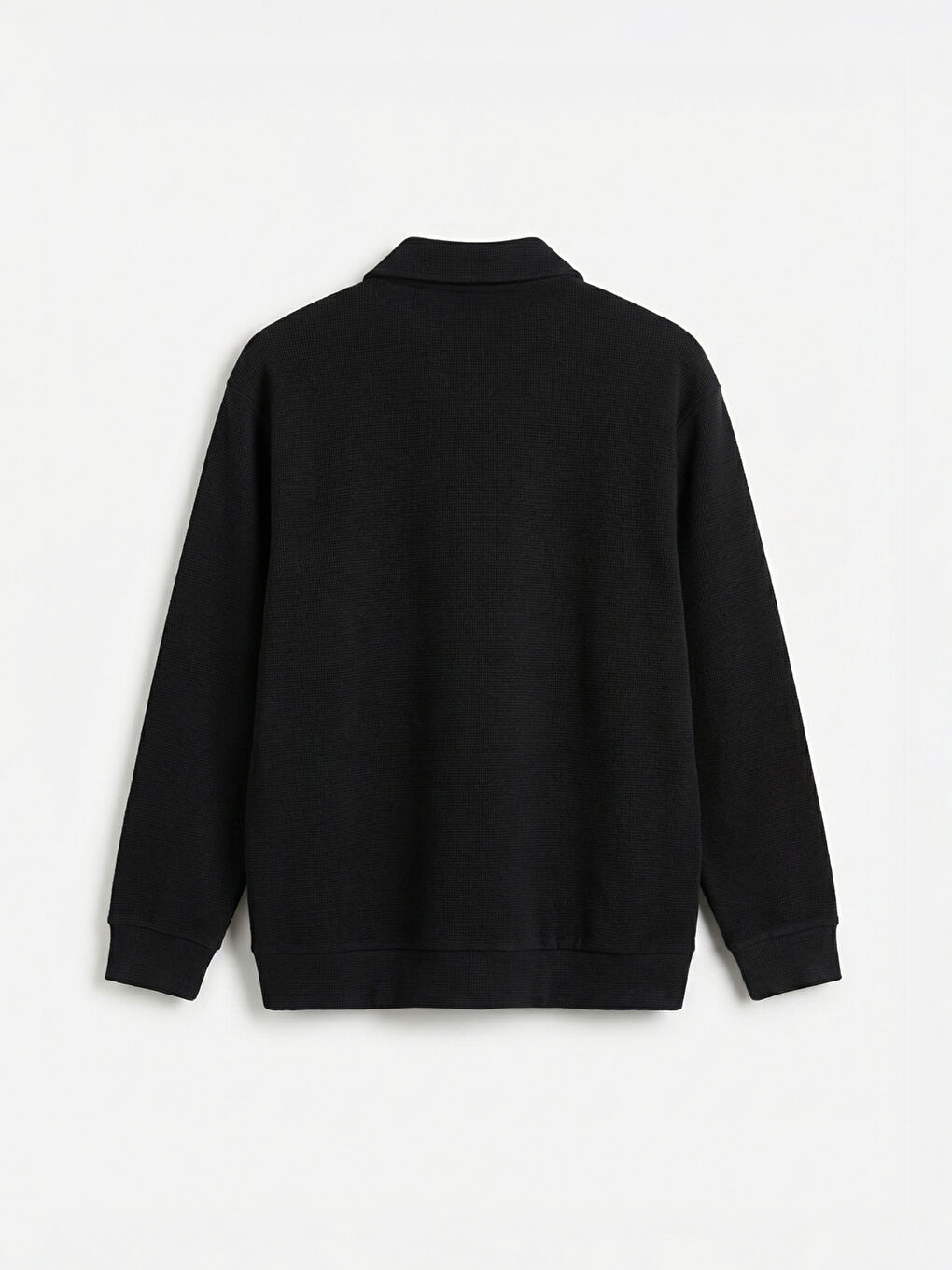 Siyah Polo Yaka Erkek Sweatshirt-9