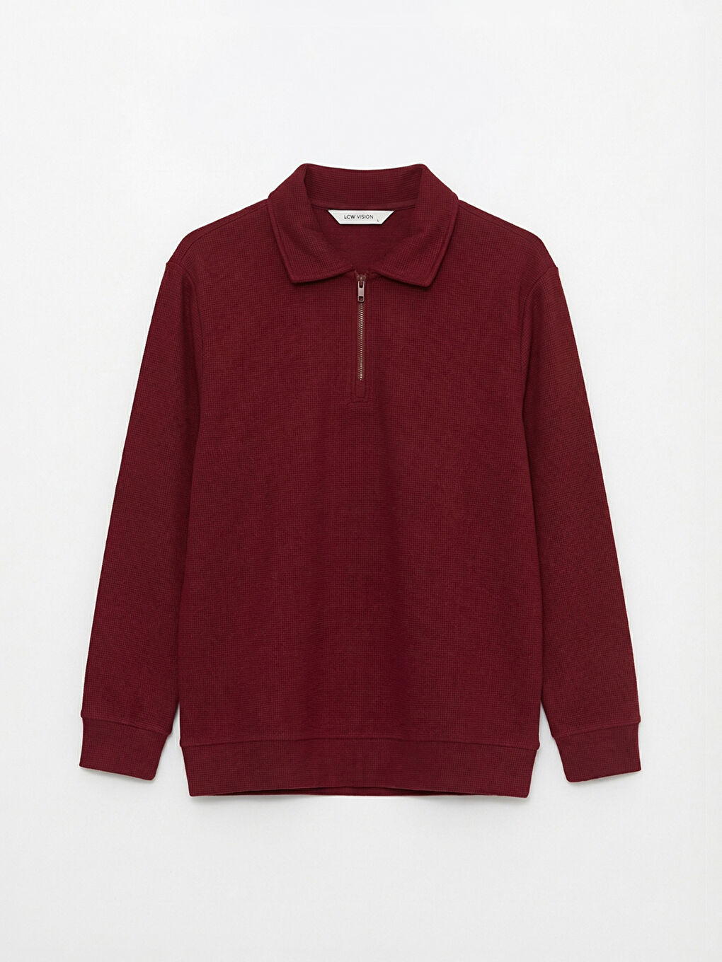 Bordo Polo Yaka Erkek Sweatshirt-8