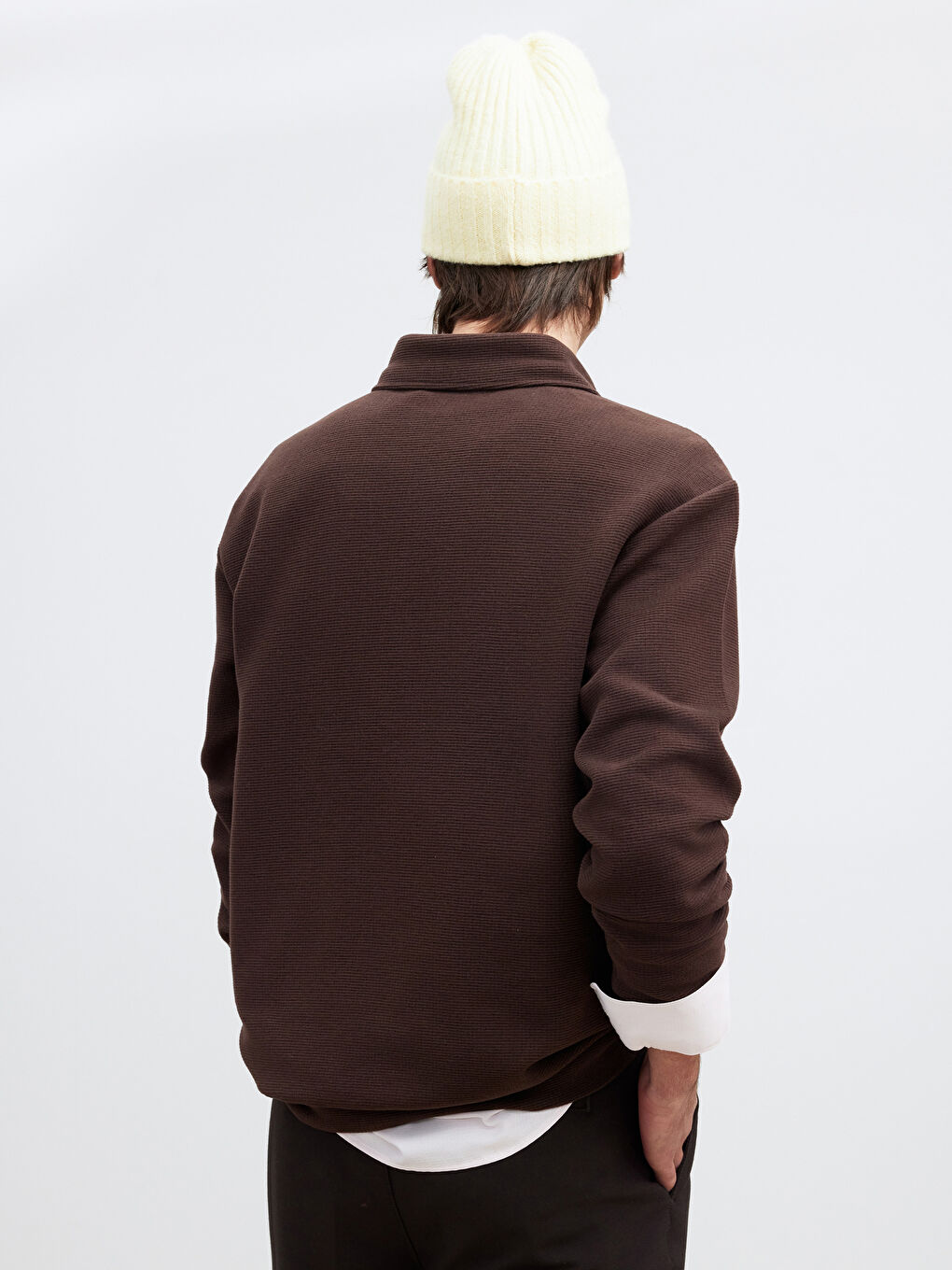 Kahverengi Polo Yaka Erkek Sweatshirt-3