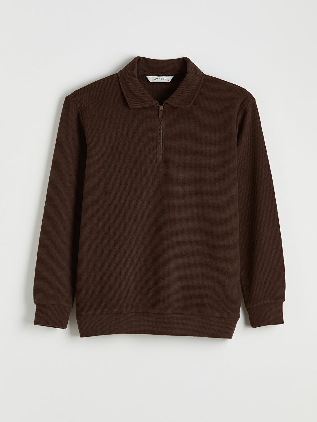 Kahverengi Polo Yaka Erkek Sweatshirt-8