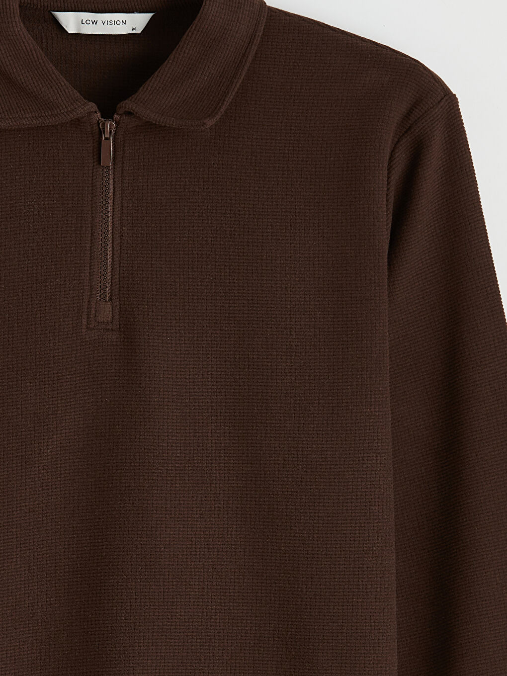 Kahverengi Polo Yaka Erkek Sweatshirt-9