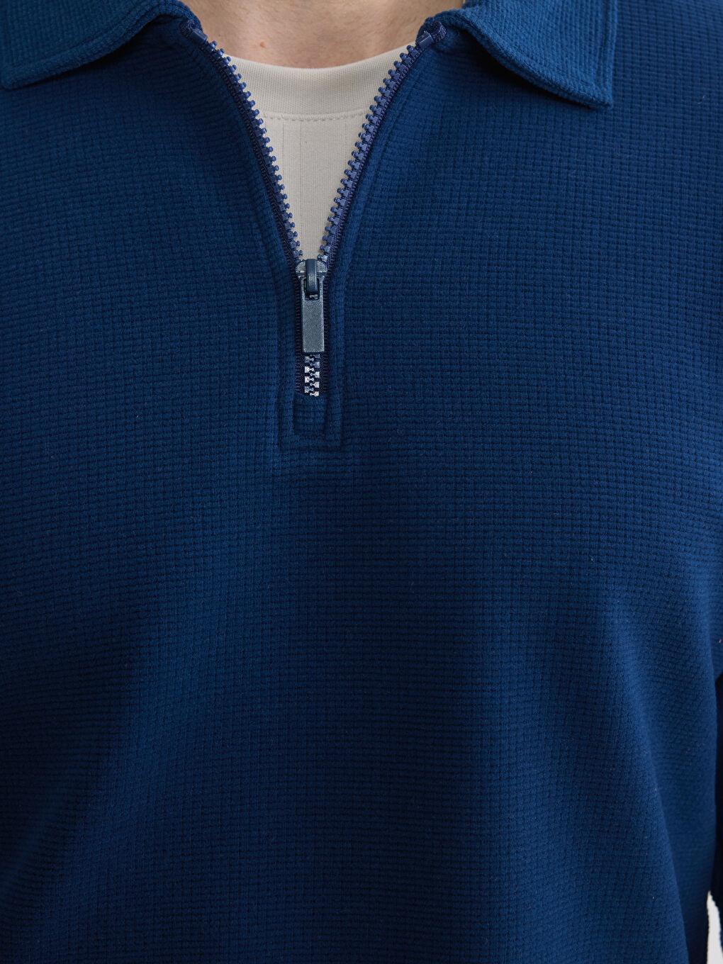 Lacivert Polo Yaka Erkek Sweatshirt-4