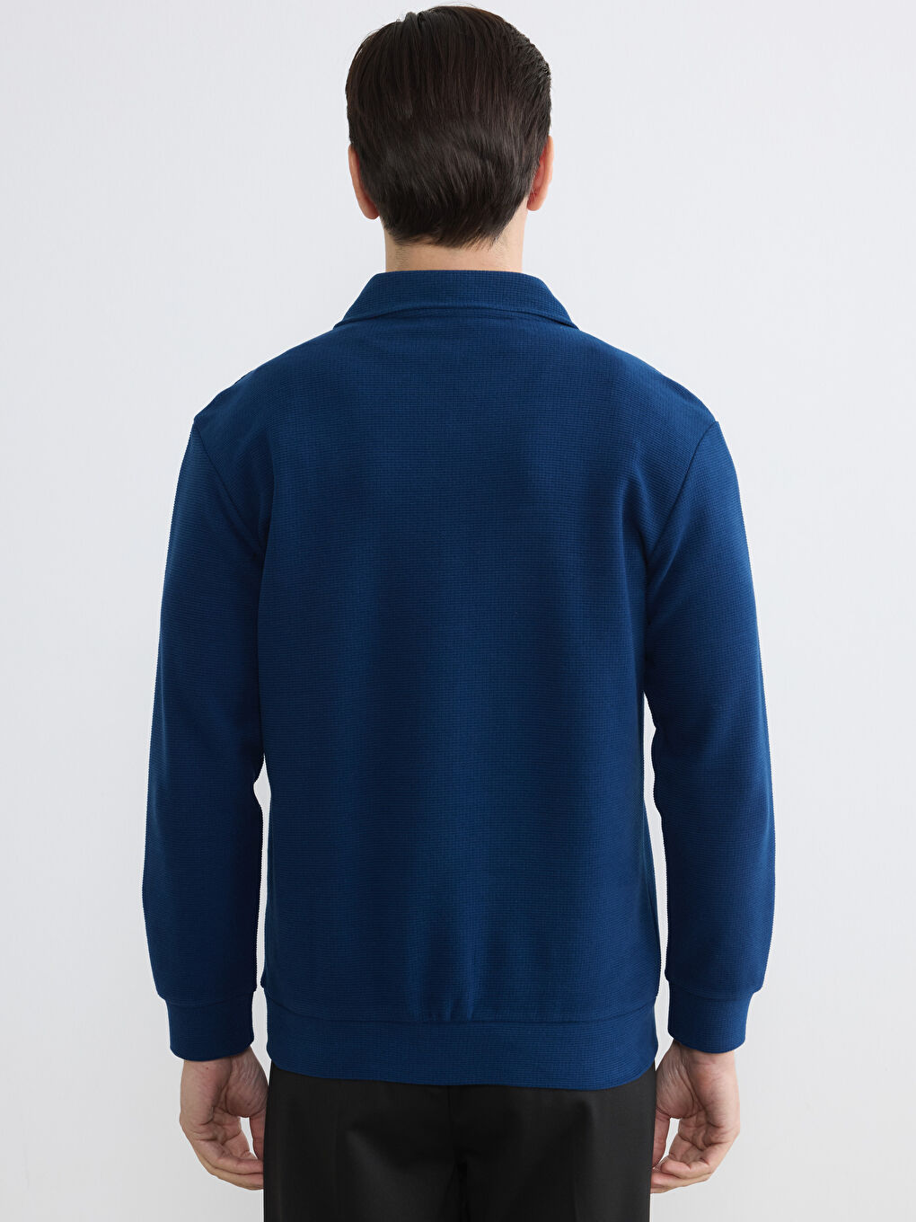 Lacivert Polo Yaka Erkek Sweatshirt-6