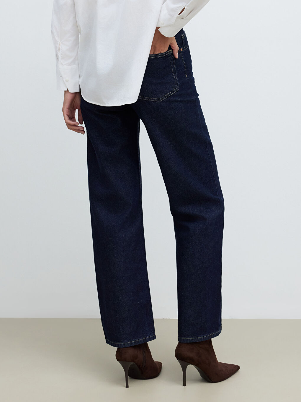 Lacivert Wideleg Kadın Jean Pantolon-3