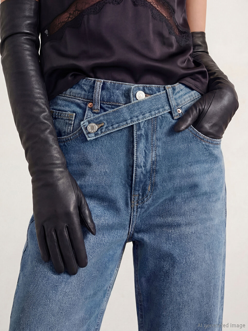 Lacivert Wideleg Kadın Jean Pantolon-2