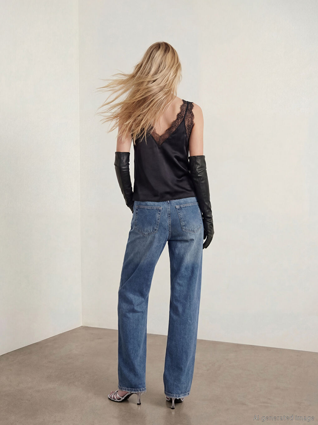 Lacivert Wideleg Kadın Jean Pantolon-3