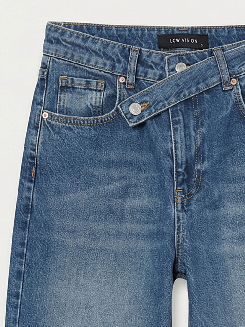 Lacivert Wideleg Kadın Jean Pantolon-1