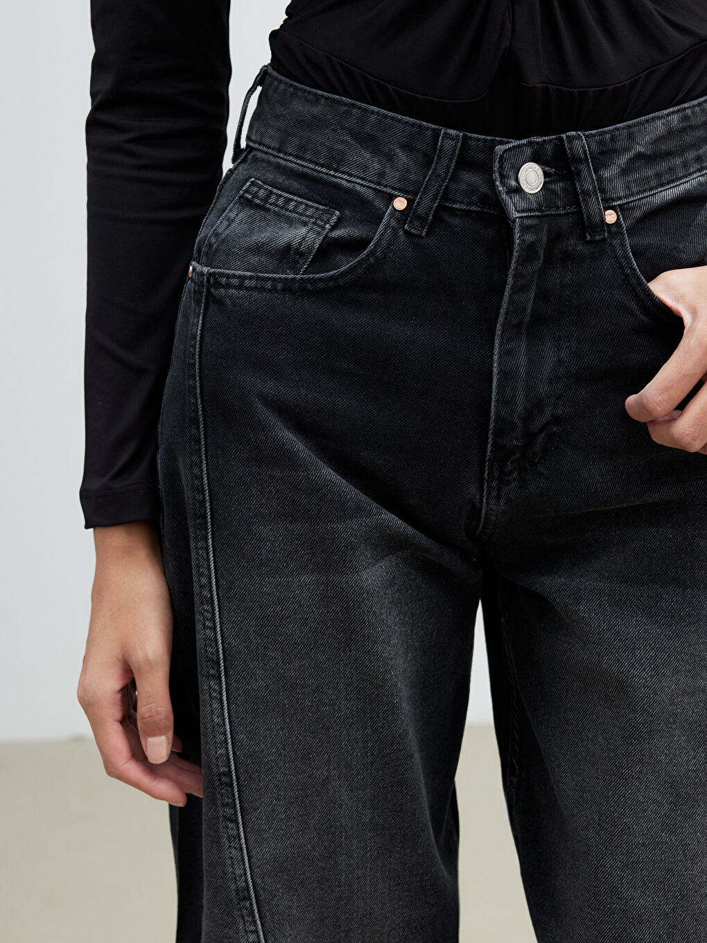 Lacivert Balloon Fit Kadın Jean Pantolon-2