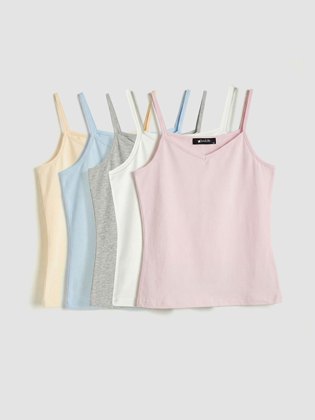 Pembe V Yaka Askılı Kadın Atlet 5'li