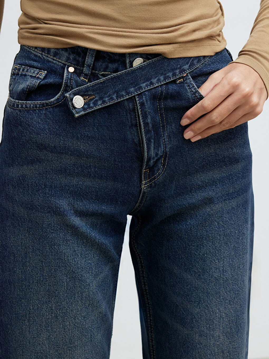 Lacivert Wideleg Kadın Jean Pantolon-2