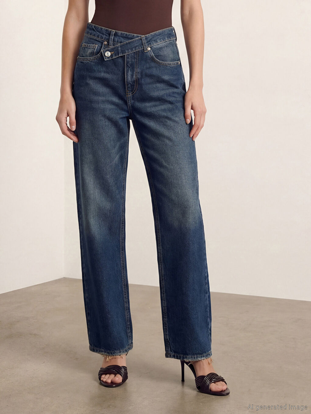Lacivert Wideleg Kadın Jean Pantolon-2