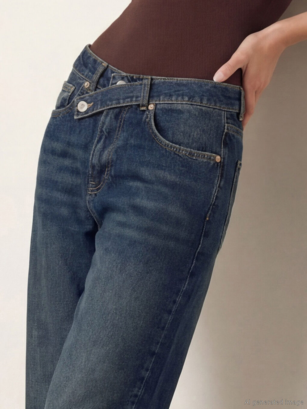 Lacivert Wideleg Kadın Jean Pantolon-4