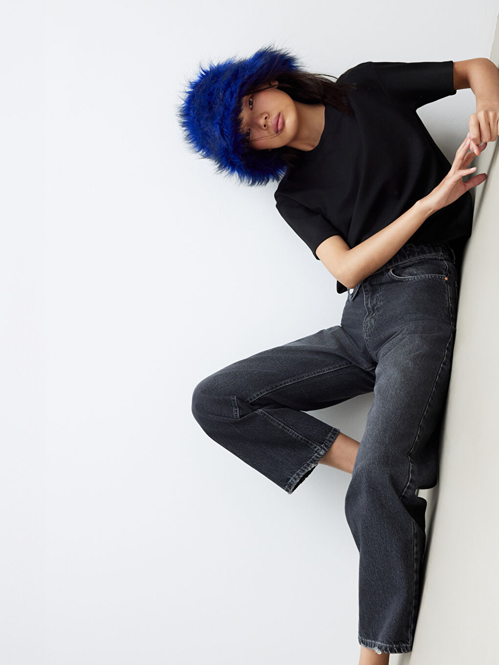 Antrasit Wideleg Kadın Jean Pantolon	