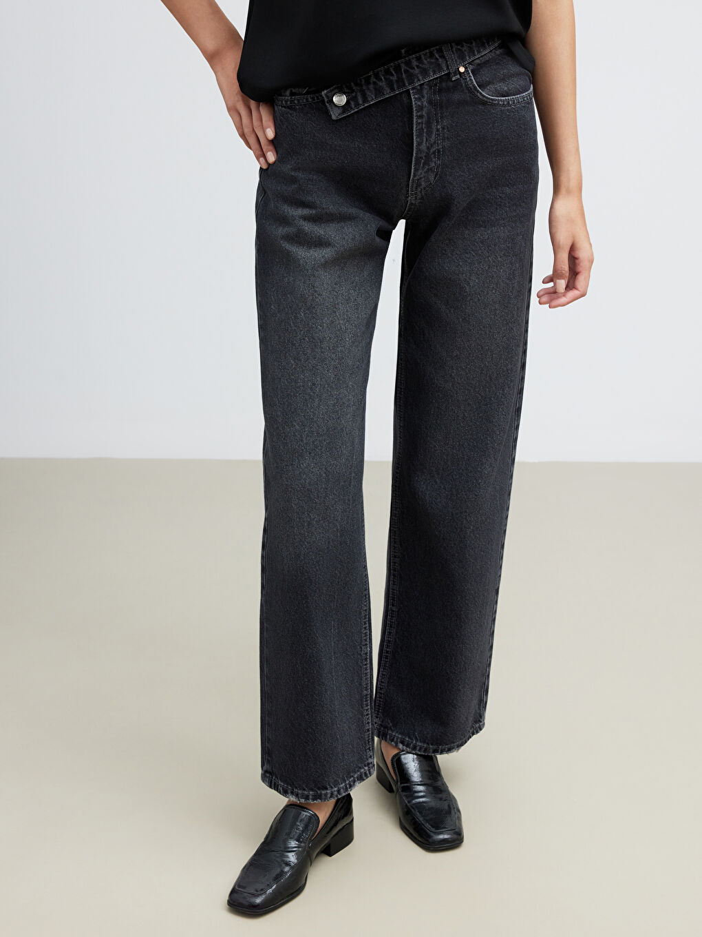 Antrasit Wideleg Kadın Jean Pantolon	-1