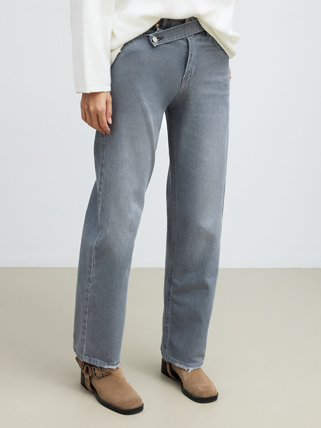 Antrasit Wideleg Kadın Jean Pantolon	-1