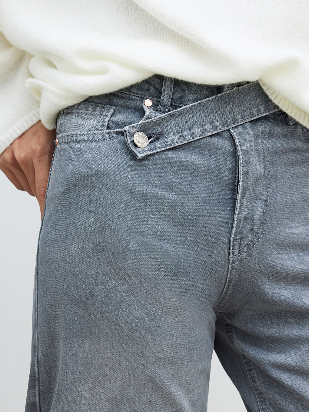 Antrasit Wideleg Kadın Jean Pantolon	-2