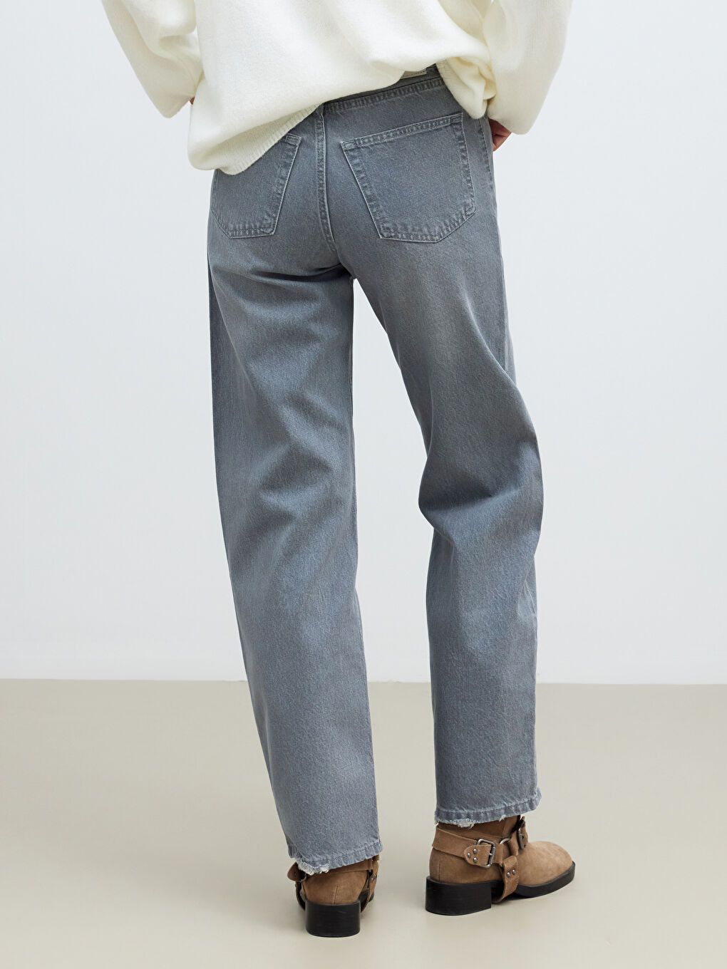 Antrasit Wideleg Kadın Jean Pantolon	-3