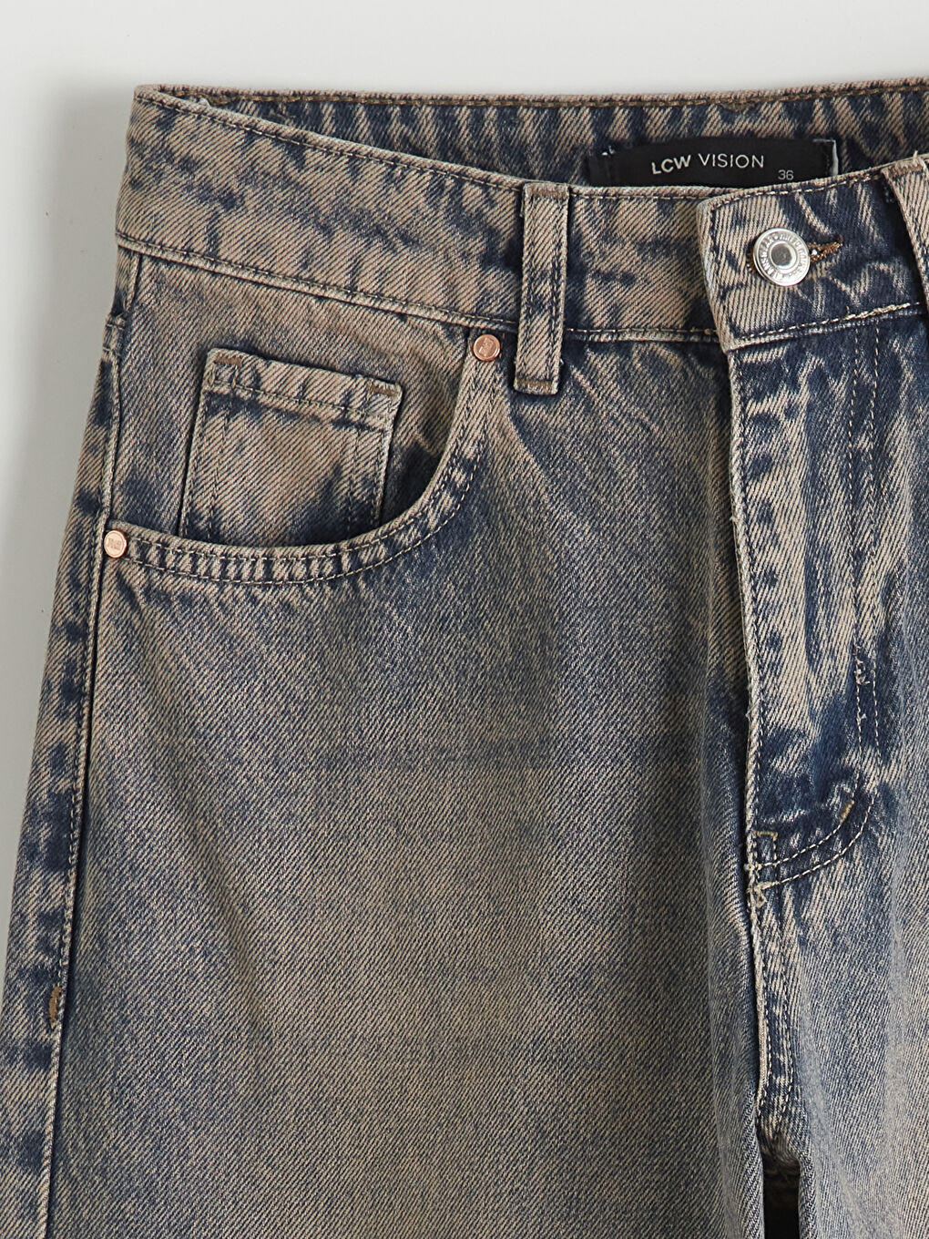 Gri Straight Fit Kadın Jean Pantolon-1