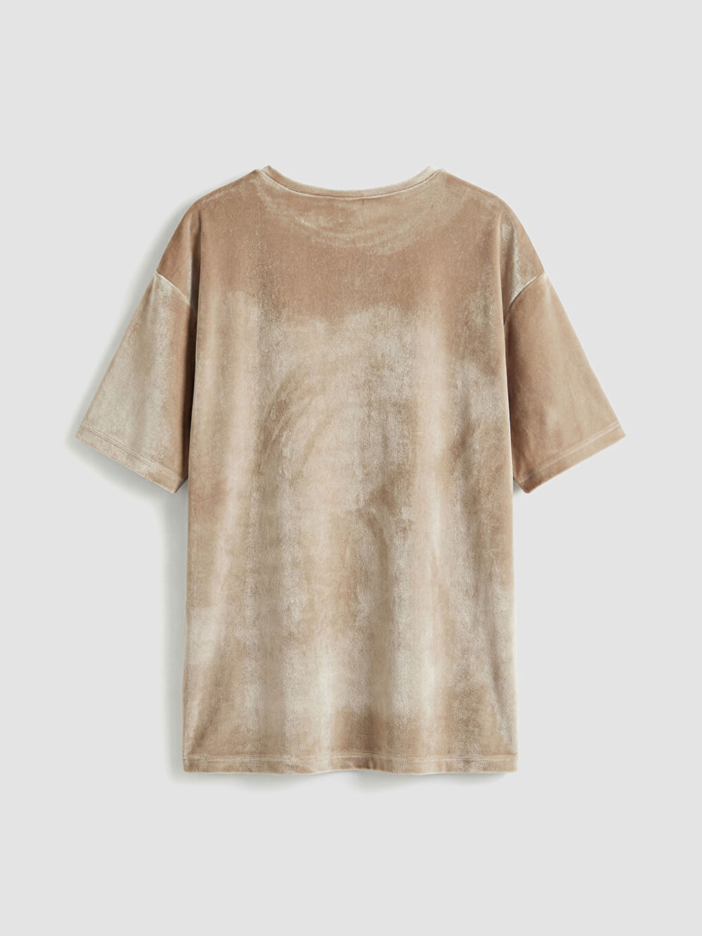 Bej Bisiklet Yaka Fiyonk Baskılı Kız Çocuk Kadife Tişört-1