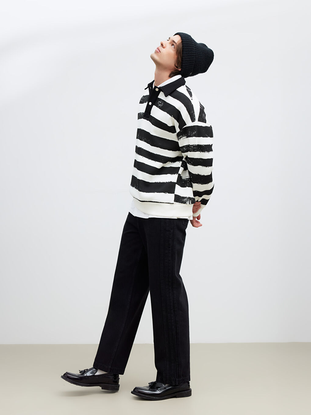 Siyah Loose Fit Erkek Jean Pantolon