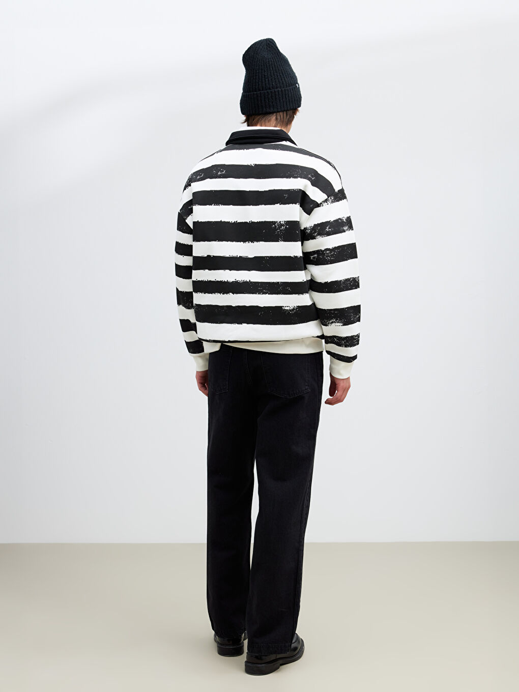 Siyah Loose Fit Erkek Jean Pantolon-3