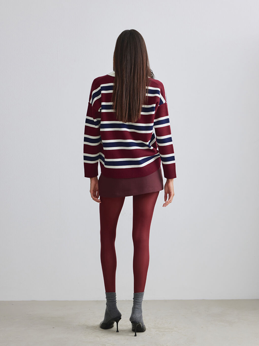 Bordo Beli Kemerli Şort Etek-3