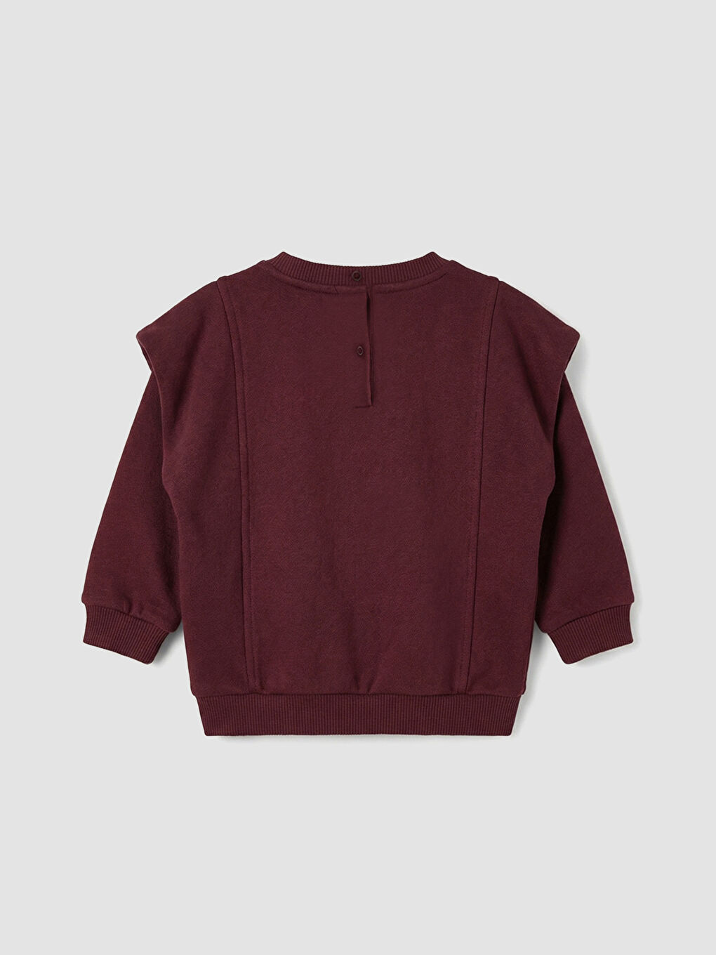 Bordo Bisiklet Yaka Nakışlı Kız Bebek Sweatshirt ve Eşofman Altı-2