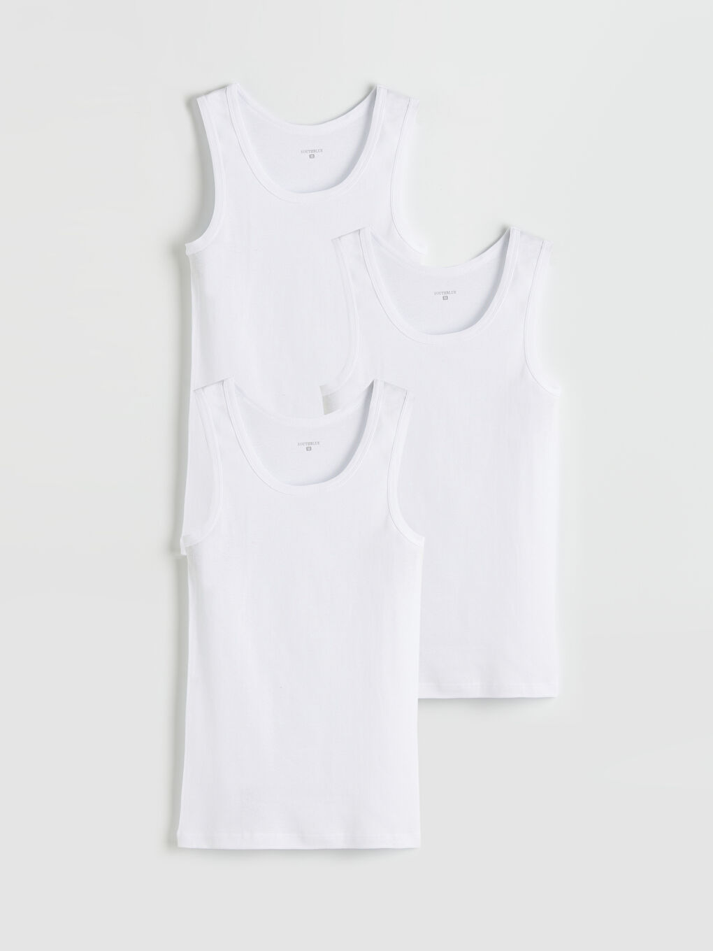 Beyaz U Yaka Penye Erkek Atlet 3'lü