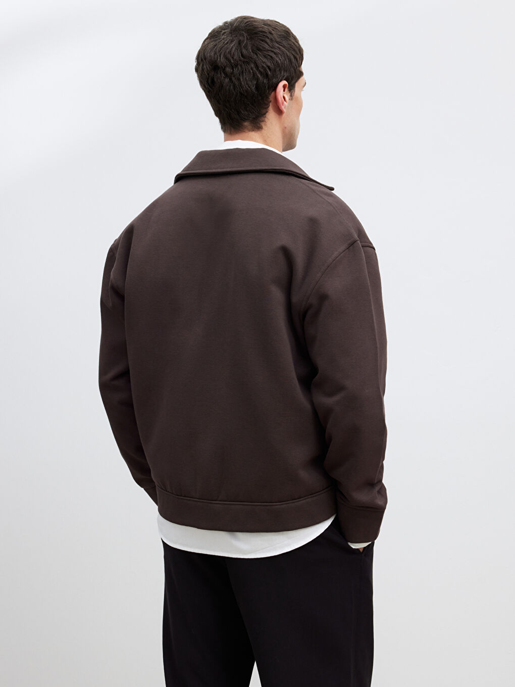 Kahverengi Rahat Kalıp Erkek Gömlek Ceket-4