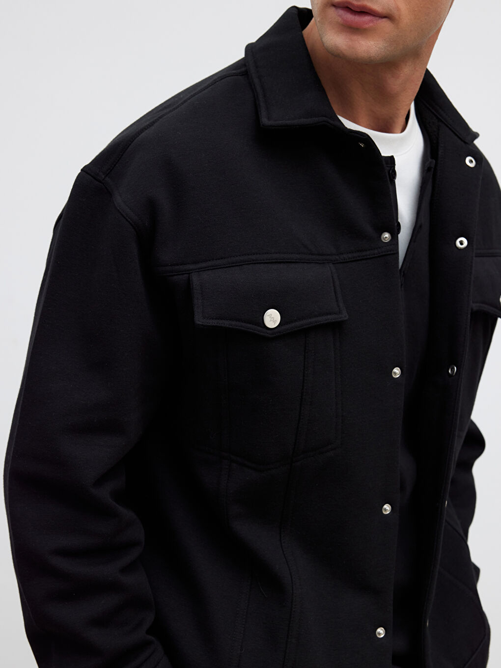 Siyah Rahat Kalıp Erkek Gömlek Ceket-2