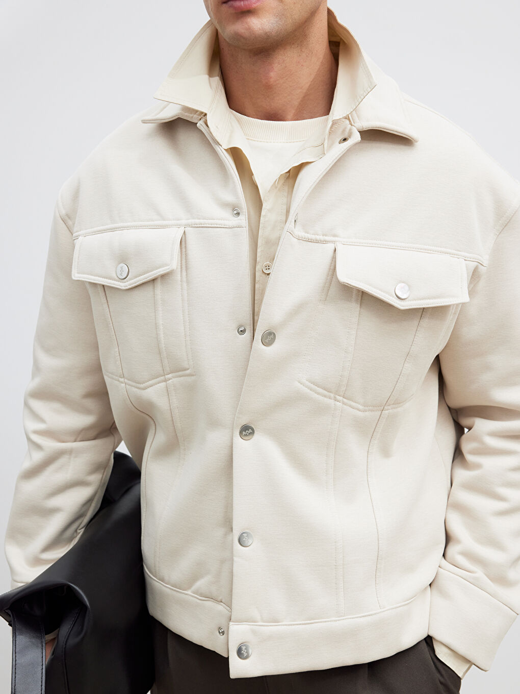 Bej Rahat Kalıp Erkek Gömlek Ceket-2