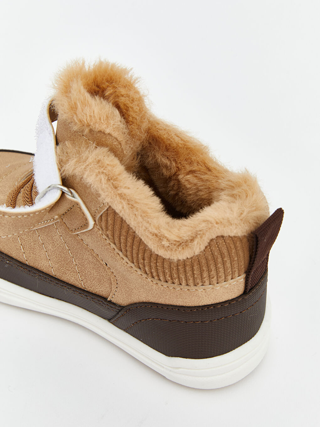 Kahverengi İçi Suni Kürklü Cırt Cırtlı Erkek Bebek Bot-5