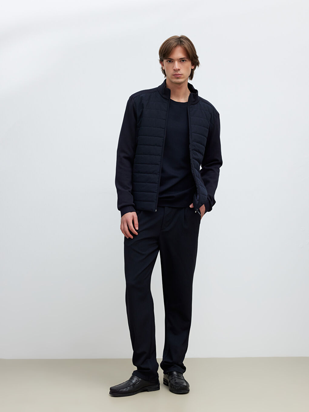 Lacivert Standart Kalıp Dik Yaka Erkek Mont-1