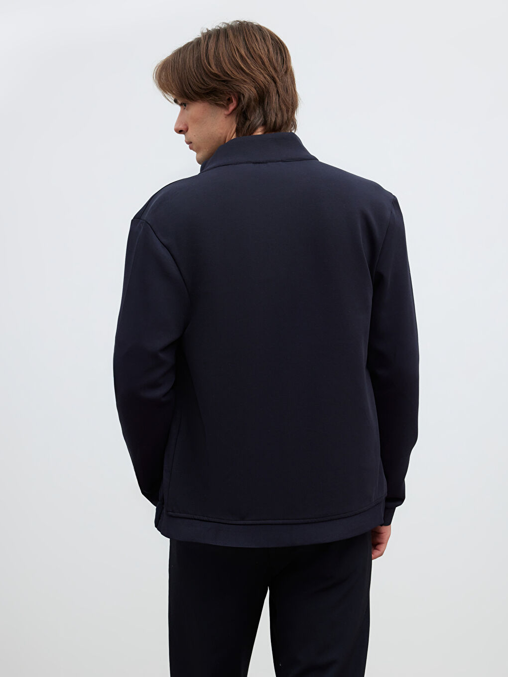 Lacivert Standart Kalıp Dik Yaka Erkek Mont-4
