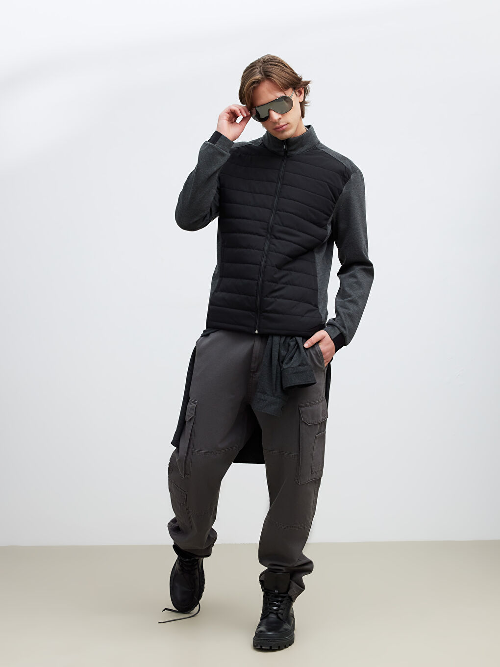 Antrasit Standart Kalıp Dik Yaka Erkek Mont-1