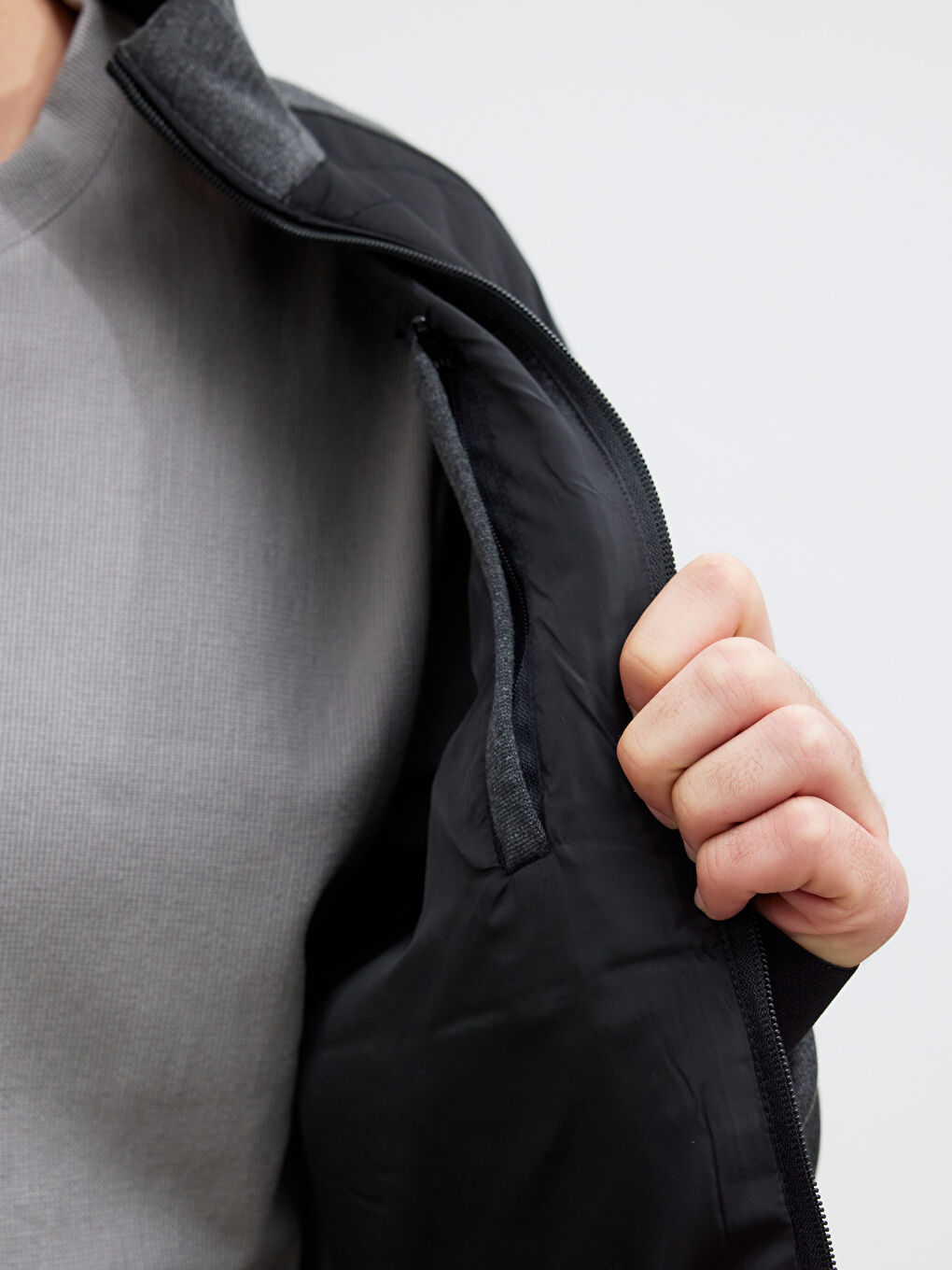 Antrasit Standart Kalıp Dik Yaka Erkek Mont-3