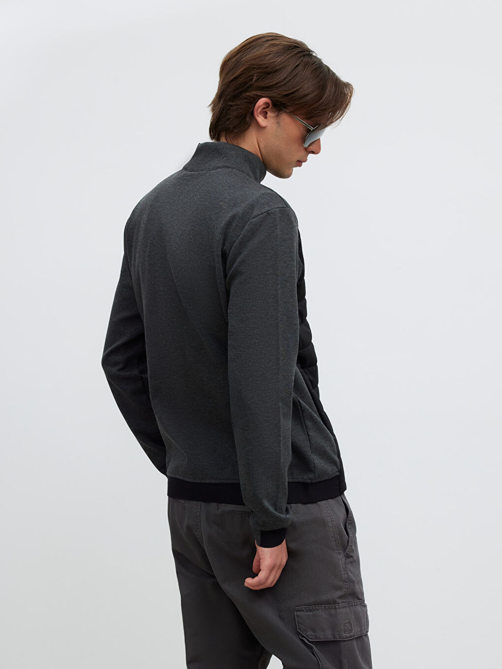 Antrasit Standart Kalıp Dik Yaka Erkek Mont-4