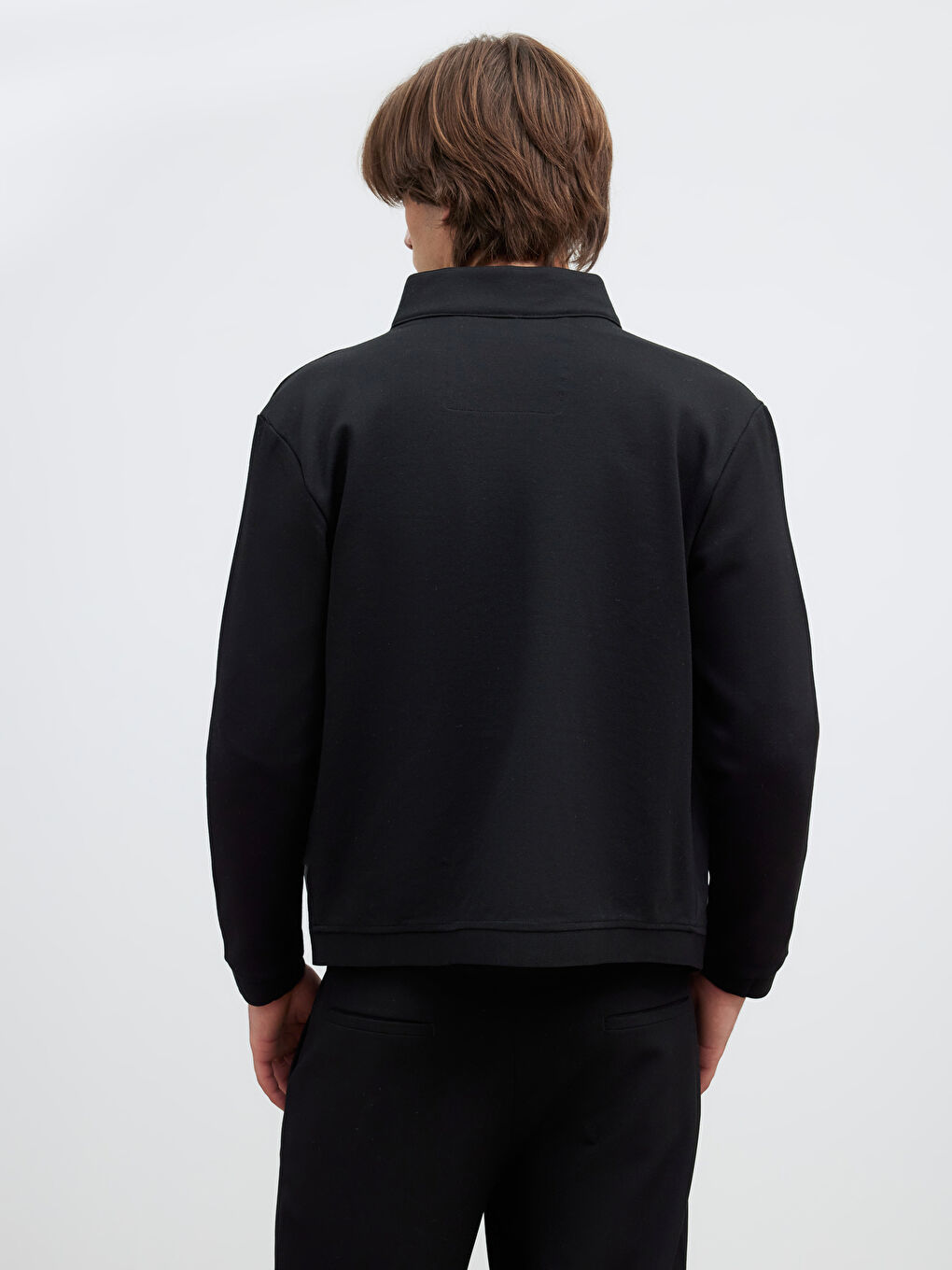 Siyah Standart Kalıp Dik Yaka Erkek Mont-4