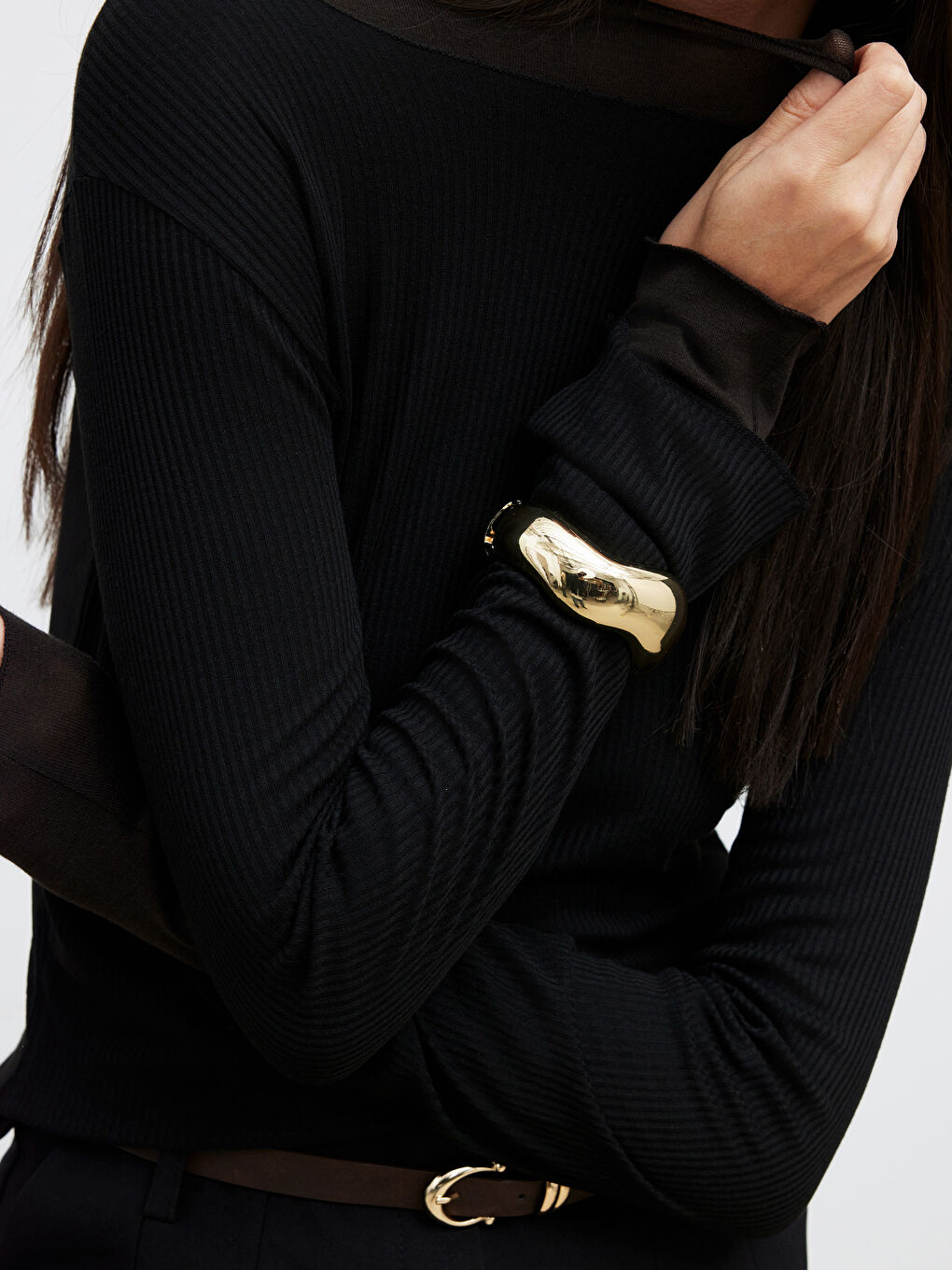 Siyah Bisiklet Yaka Kadın Body	-2