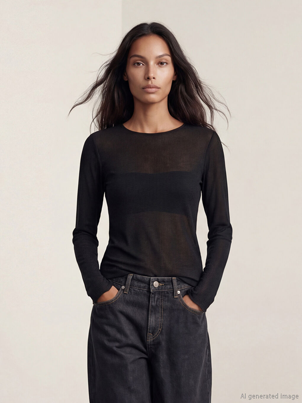 Siyah Bisiklet Yaka Kadın Body	