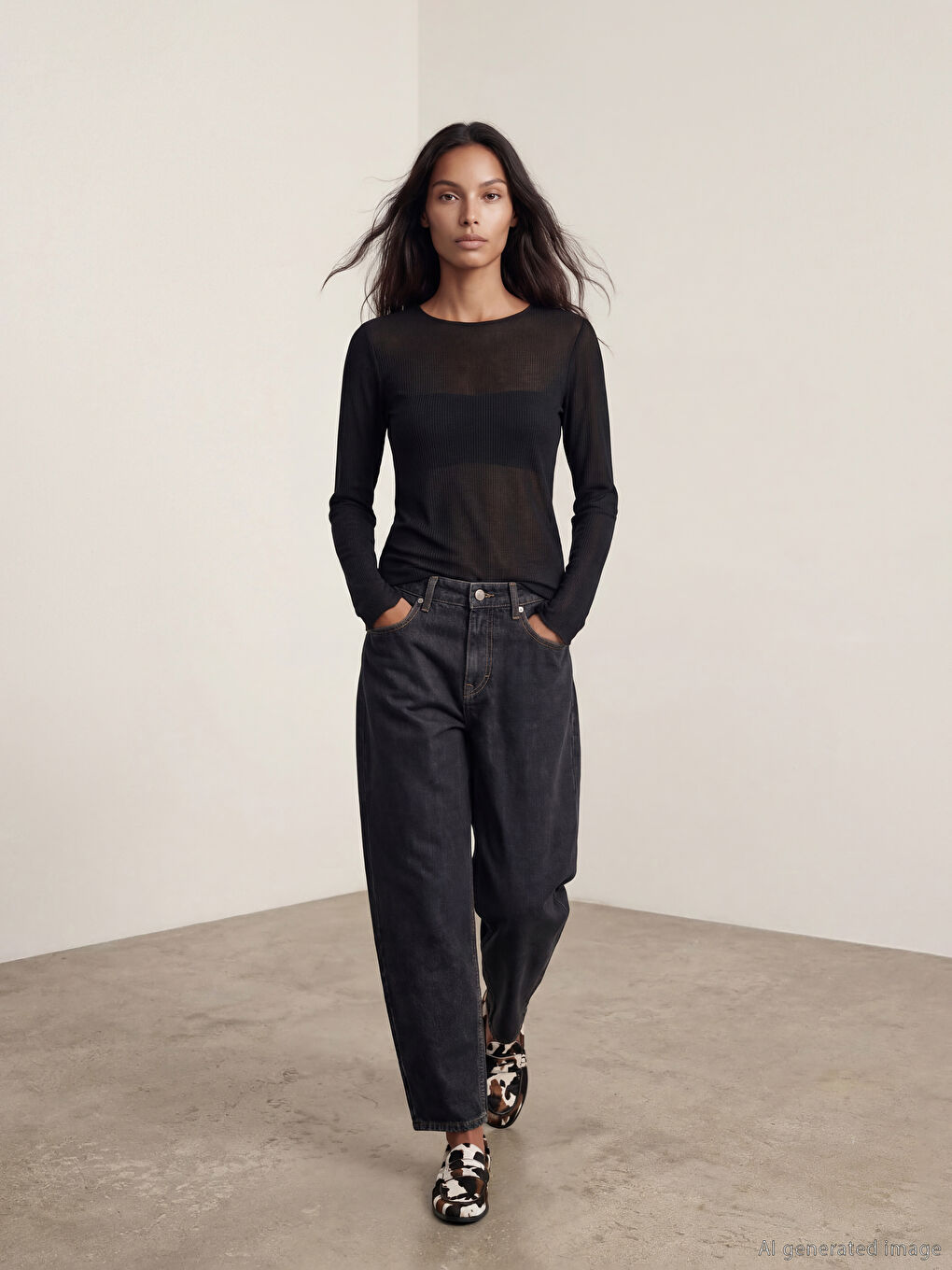 Siyah Bisiklet Yaka Kadın Body	-1