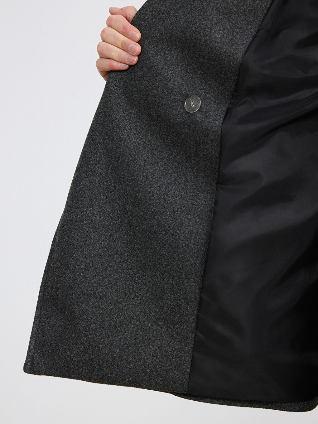 Antrasit Kruvaze Yaka Kadın Kaşe Kaban-2