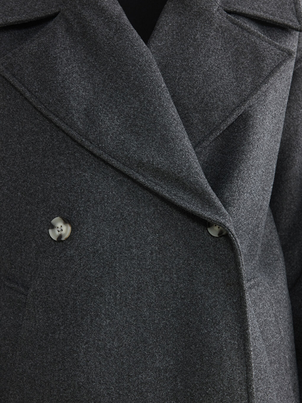 Antrasit Kruvaze Yaka Kadın Kaşe Kaban-3