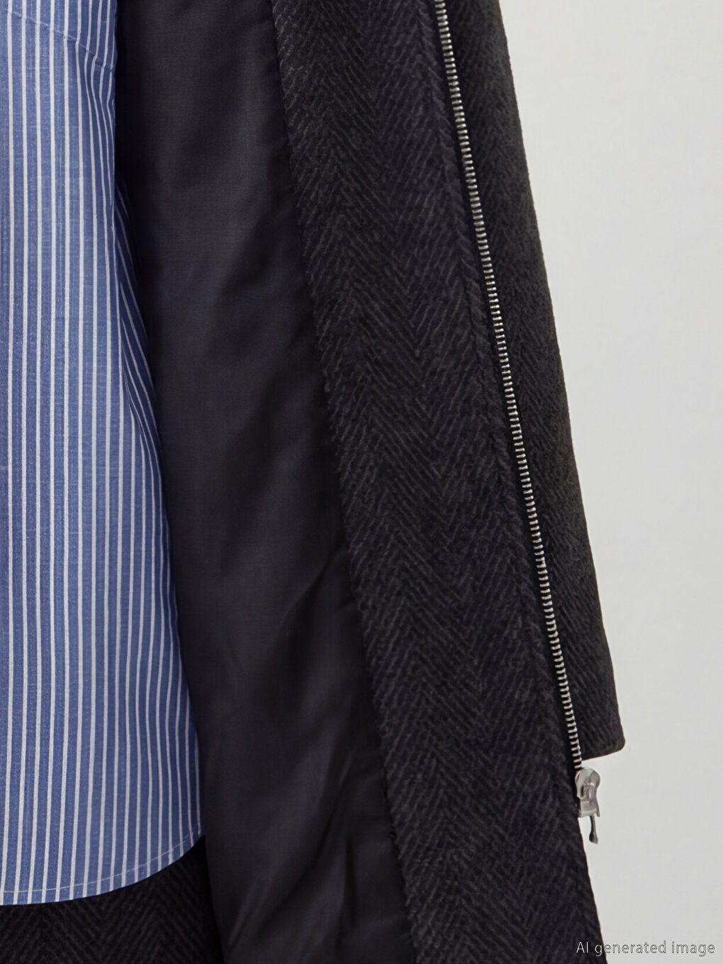 Siyah Atkılı Dik Yaka Kadın Kaşe Kaban-3