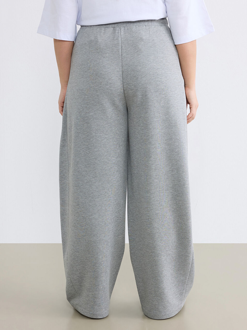 Gri Beli Lastikli Kadın Kalın Eşofman Altı-7